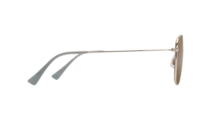 Round sunglasses with gold frame and dark lenses on a white background