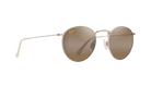 Round sunglasses with gold frame and brown lenses on a white background