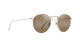 Round sunglasses with gold frame and brown lenses on a white background