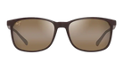 Brown sunglasses with reflective lenses on a white background