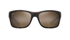 Sunglasses with tortoiseshell frame and brown lenses on a white background