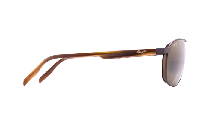 Sunglasses with tortoiseshell frame and bronze lens on a white background