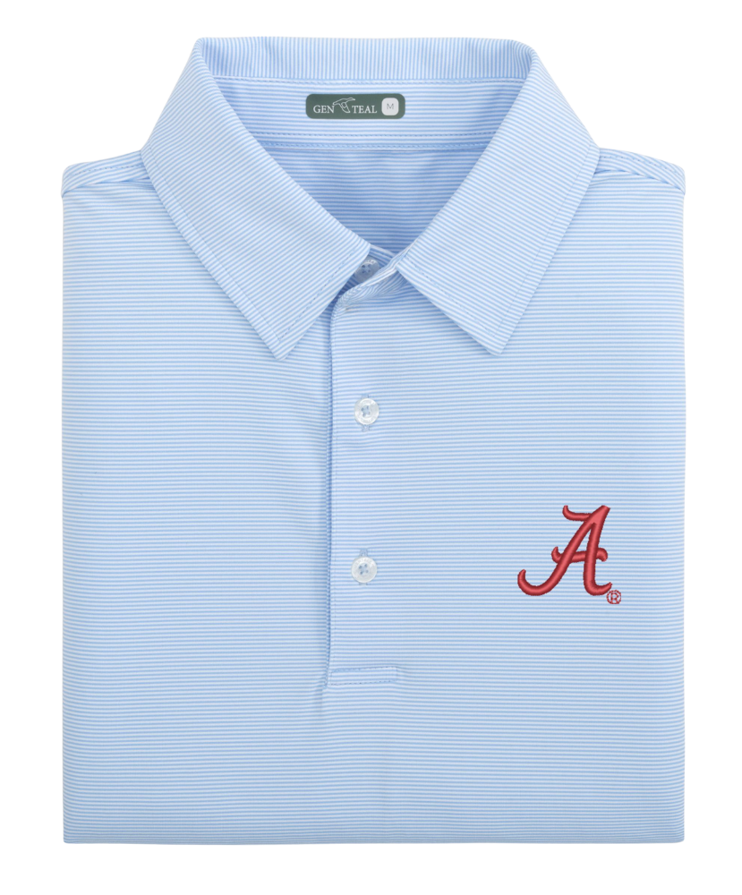 GenTeal - Alabama Club Pinstripe Performance Polo
