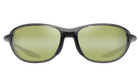 Maui Jim polarized Sunglasses with green HT lenses and black frame on a white background