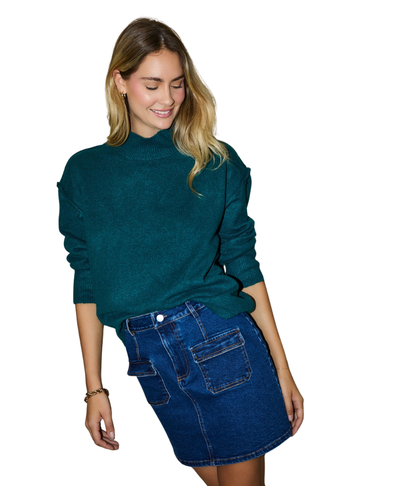 Maci Mock Neck Long Sleeve Sweater