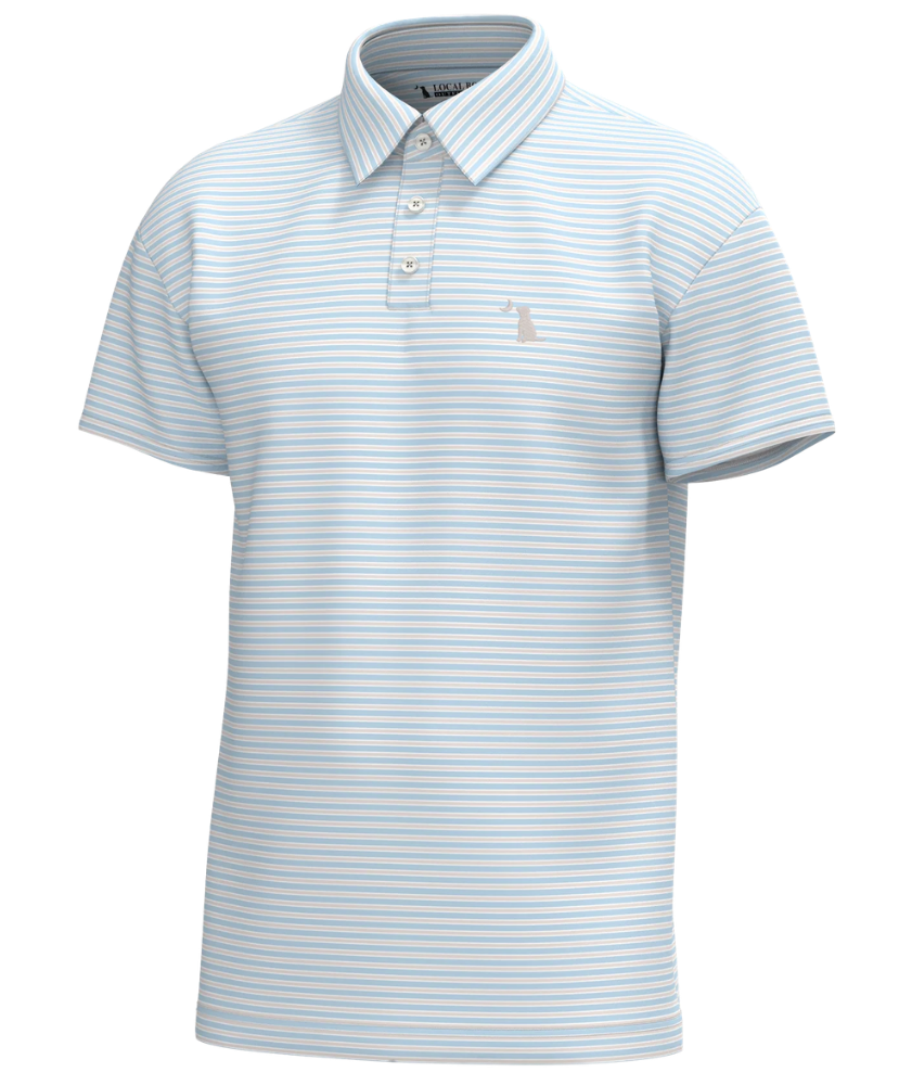 Local Boy Short-sleeve polo shirt with a striped pattern on a white background