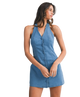 Dallas Denim Halter Neckline Button Down Mini Dress