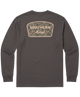 A dark brown long-sleeve t-shirt shown from the back, featuring a camouflage-patterned shield-shaped graphic with 'SOUTHERN Marsh' printed in beige.
