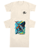 Beige t-shirt with a colorful sailfish graphic and 'Old Row Outfitters' logo on a white background