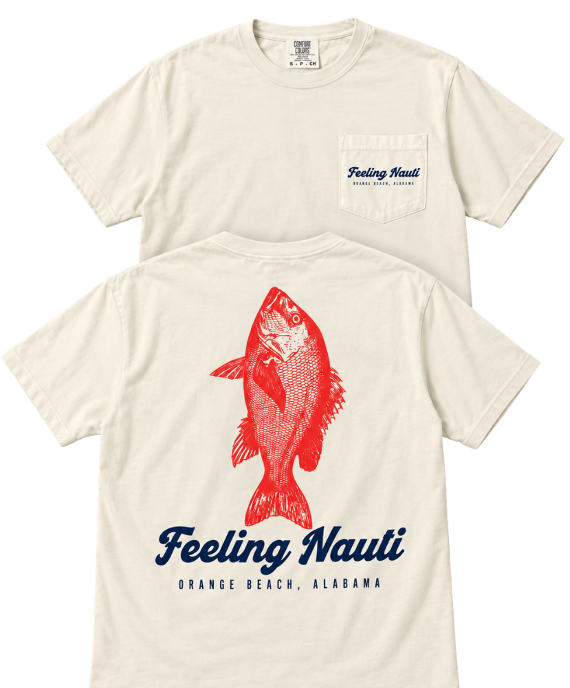 Feeling Nauti - Red Snapper Pocket T-Shirt