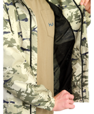 Camouflage HUK jacket with a visible brand logo on a white background