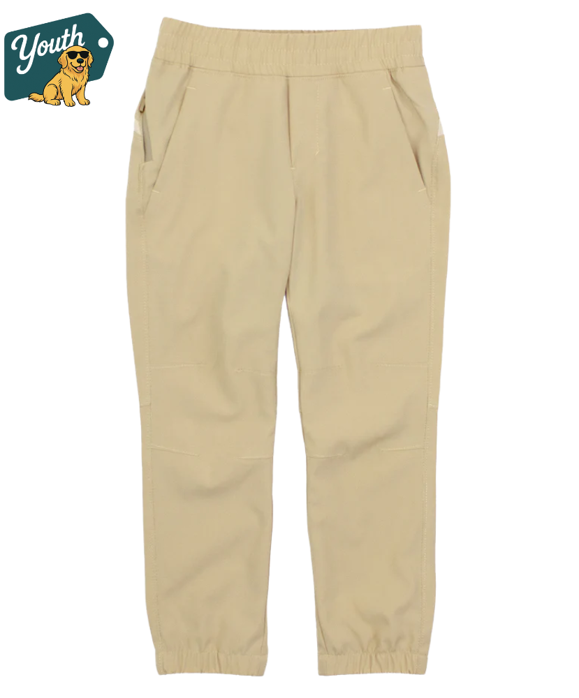 Youth Khaki jogger pants on a white background with a 'Youth' logo in the corner.