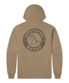 Brown hoodie with 'Southern Marsh' logo on the back against a white background