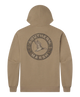 Brown hoodie with 'Southern Marsh' logo on the back against a white background