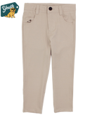 khaki Youth Performance pants with a small logo on a white background