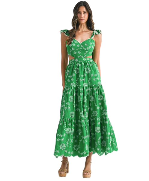 eyelet bridesmaid dress Evelyn Eyelet Maxi Dress – Adeline main image 1