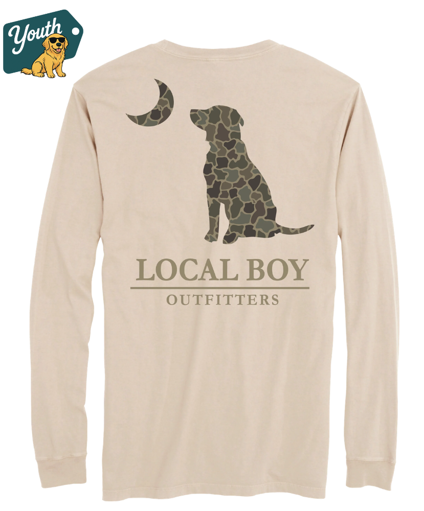 Local Boy - Youth Brush Camo Dog & Moon LS Tee