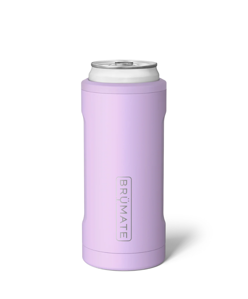 Purple can holder with white top on a white background