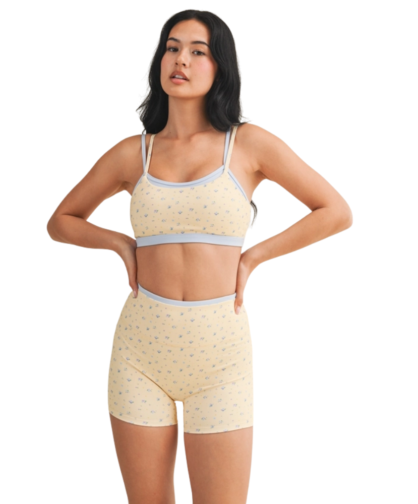 Ditsy Print Double Layered Sports Bra