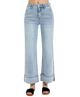 Light blue wide-leg jeans on a white background