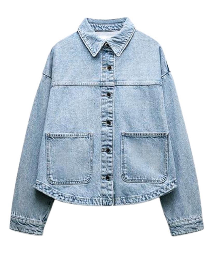 Olivia Oversized Denim Jacket with Side Tie