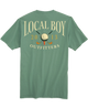 Green t-shirt with 'Local Boy Outfitters' logo and a golf ball and text on a white background
