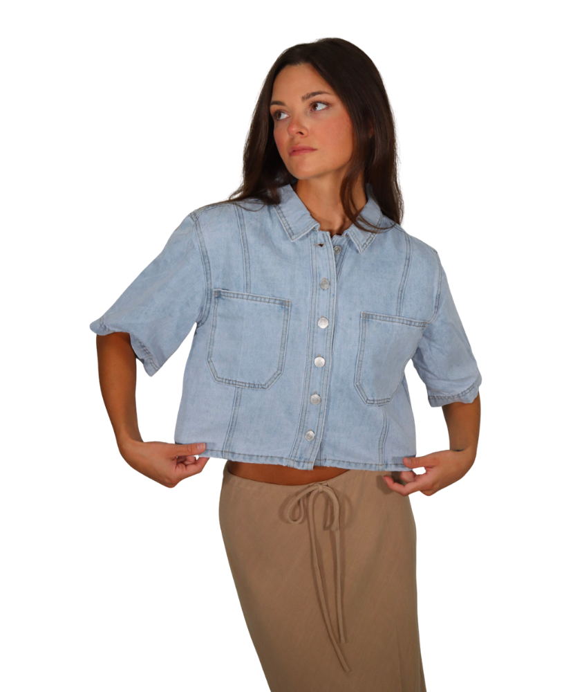 Cate Cropped Denim Shirt