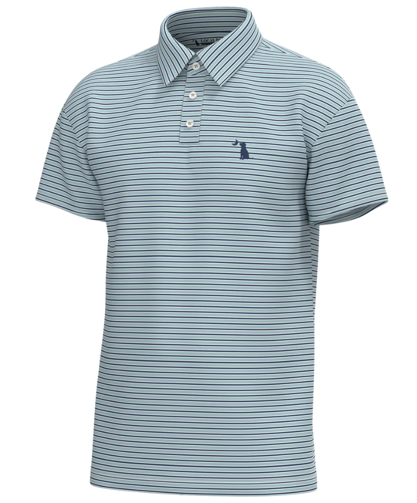 Local Boy Short-sleeve polo shirt with a striped pattern on a white background