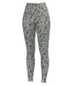 High-waisted leggings with an all-over camouflage pattern in olive green, brown, gray, and white, shown on a plain white background.
