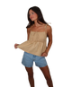 Smocked Bodice Tie Shoulder Poplin Top
