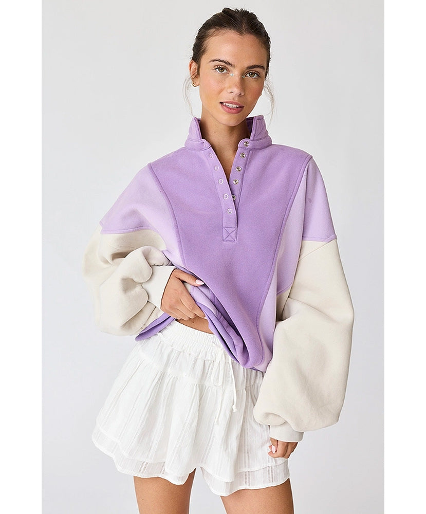 Emma Oversized Washed Colorblock Sweatshirt