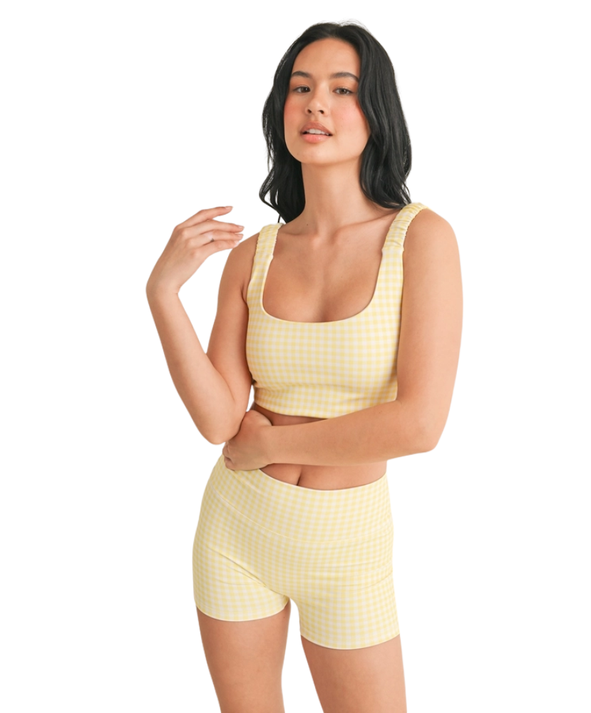 Gingham Chill Ruched Bra Top