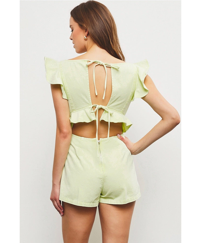 Ruffle top romper sales