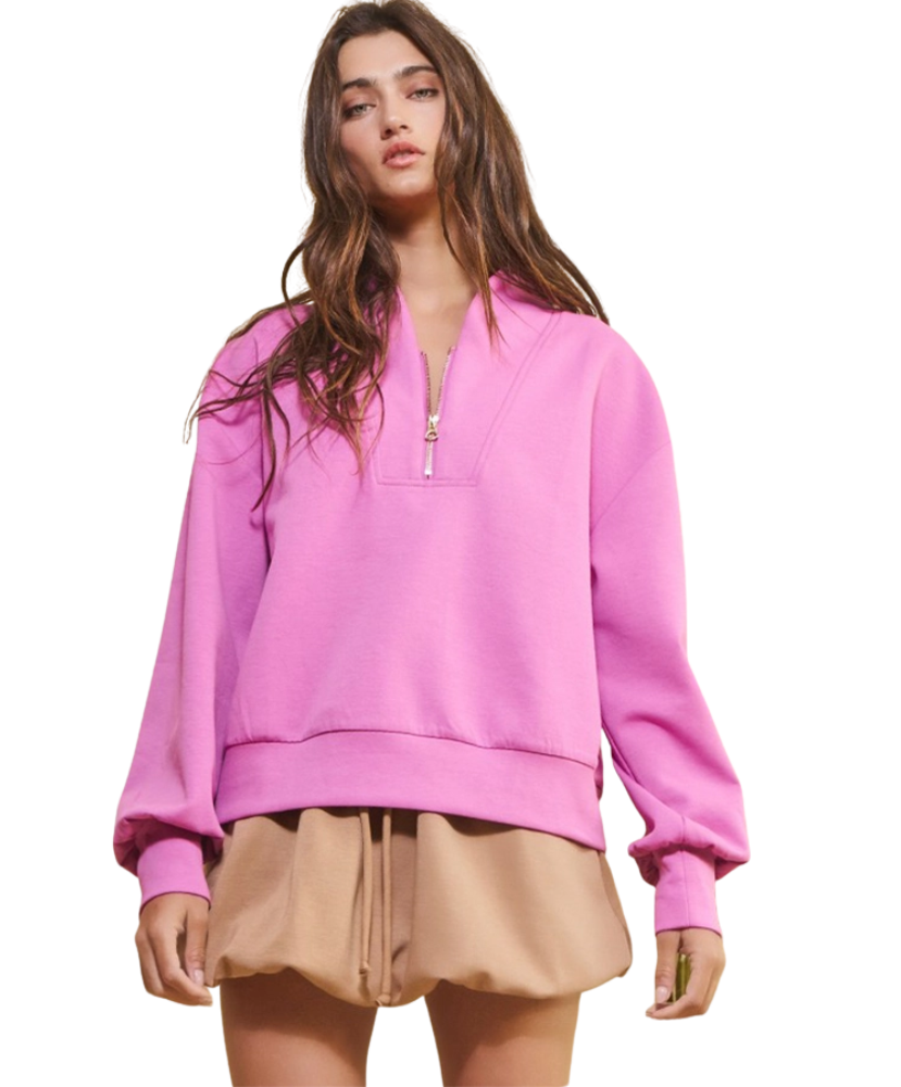 Hartley Half Zip - Up Scuba Sweatshirt LS