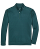 Teal quarter-zip sweatshirt on a white background