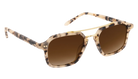 Krewe sunglasses with tortoiseshell frame and brown lenses on a white background