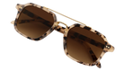 Krewe sunglasses with tortoiseshell frame and brown lenses on a white background