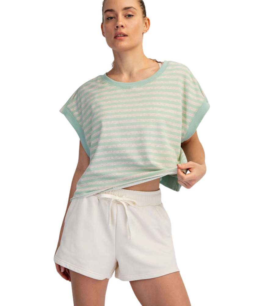 Striped Terry Open Back Top