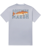 Light blue t-shirt with a redfish graphic and 'Southern Marsh' text on a white background