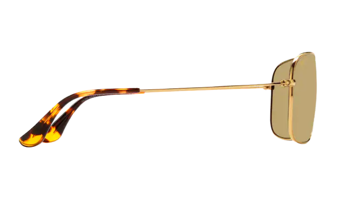 Gold Maui Jim aviator sunglasses with reflective polarized lenses on a white background