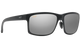 Black Maui Jim sunglasses with silver polarized reflective lenses on a white background