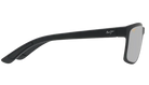 Black Maui Jim sunglasses with silver polarized reflective lenses on a white background