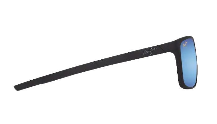 MAUI JIM Black POLARIZED sunglasses with blue lenses on a white background