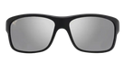 Black Maui Jim sunglasses with a reflective polarized lens on a white background
