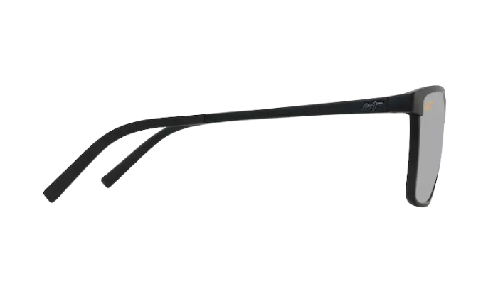 Black Maui Jim sunglasses with reflective polarized lenses on a white background