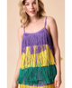 Mardi Gras Fringe Color Block Top