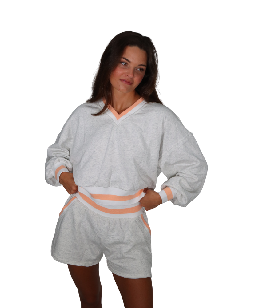 Val V-Neck Striped Band Top and Shorts Set