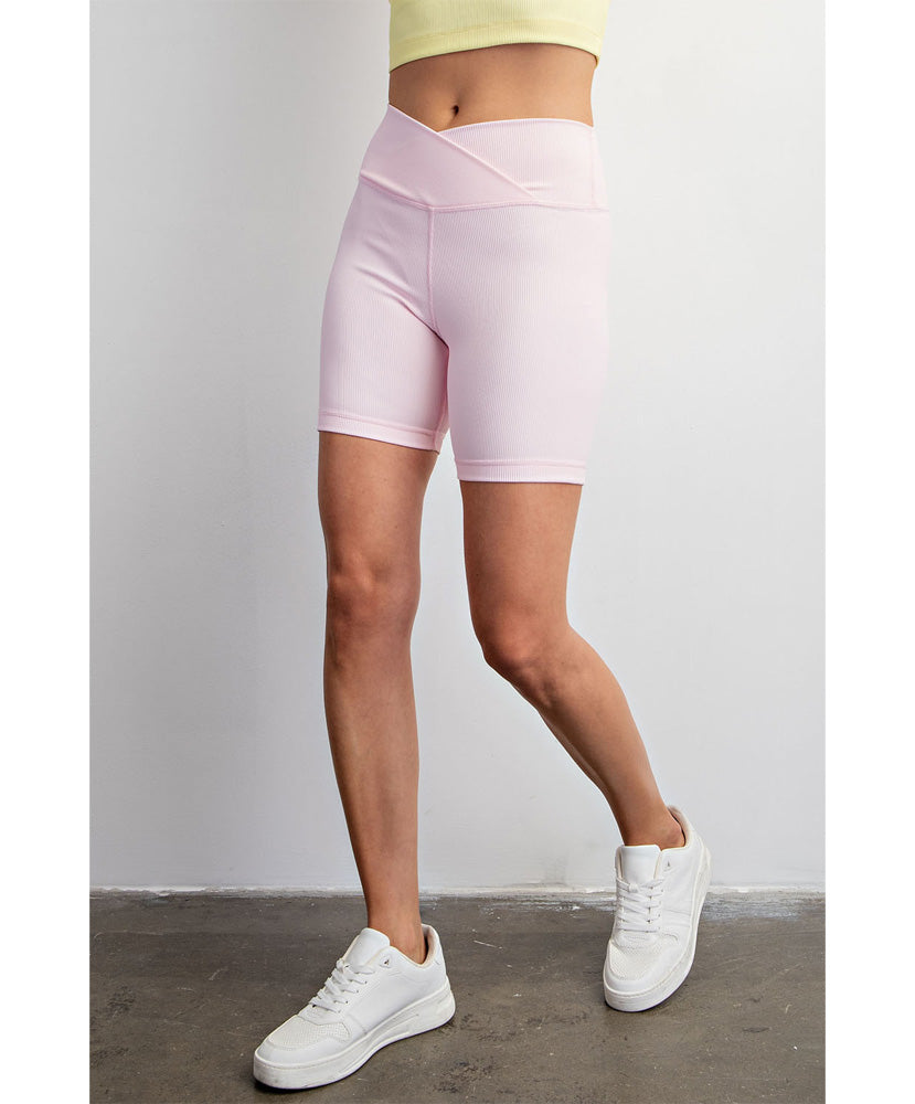 Crossover Ribbed Biker Shorts