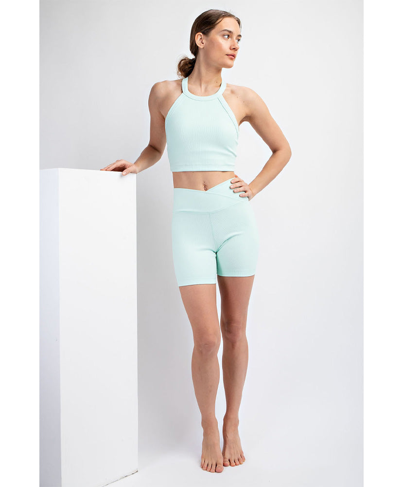 Crossover Ribbed Biker Shorts