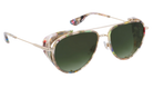 Aviator Krewe sunglasses with colorful frame and green lenses on a white background